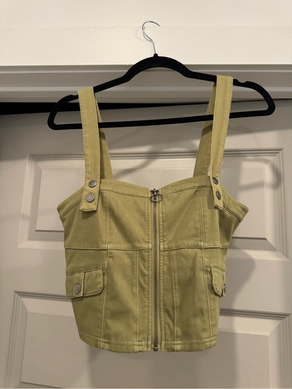 Women’s Strappy Zip-Front One Piece in Light Olive